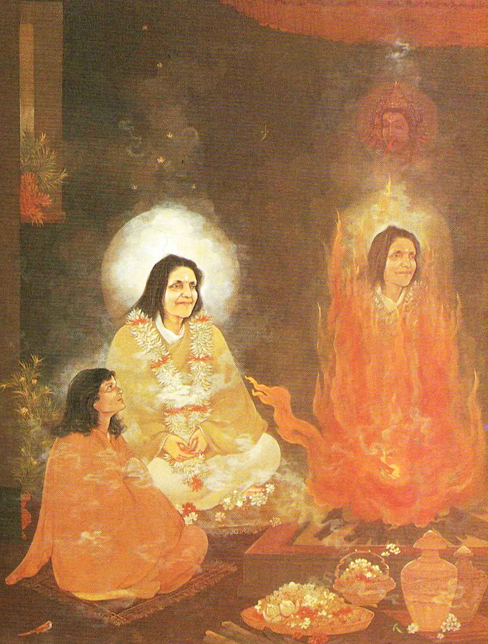 Peinture de Ratan Acharya représentant Mâ Ânandamayî