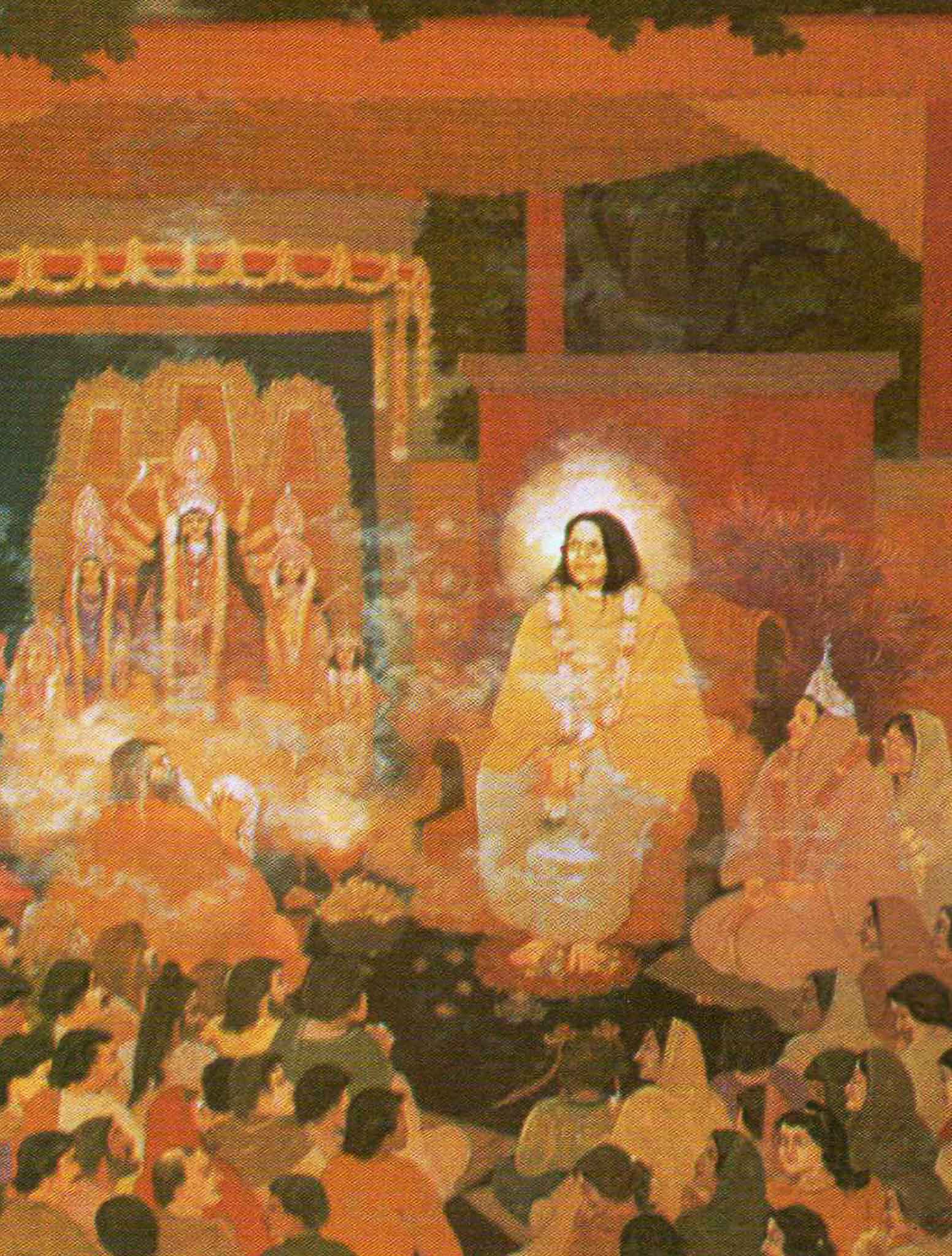 Peinture de Ratan Acharya représentant Mâ Ânandamayî