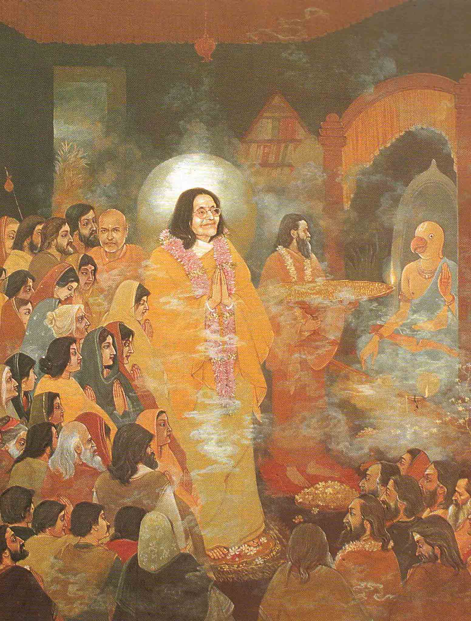 Peinture de Ratan Acharya représentant Mâ Ânandamayî