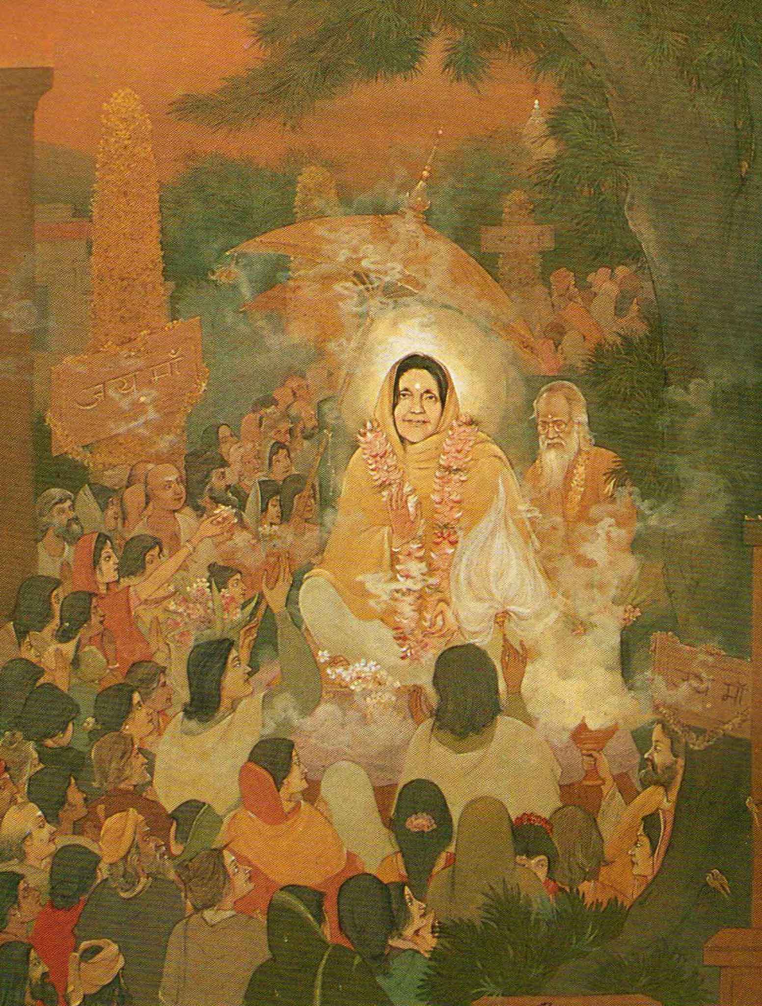 Peinture de Ratan Acharya représentant Mâ Ânandamayî
