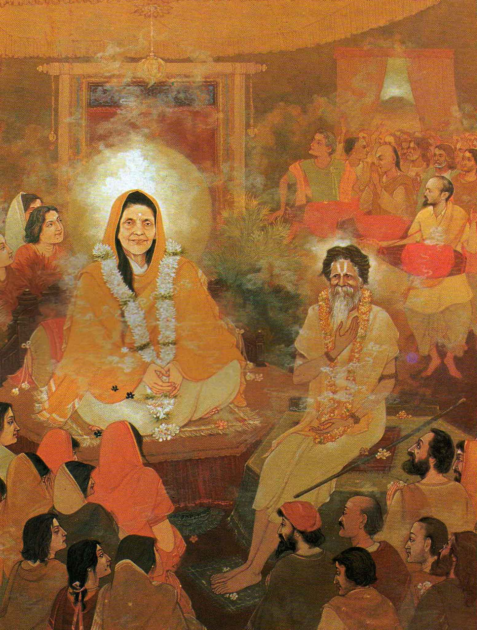 Peinture de Ratan Acharya représentant Mâ Ânandamayî