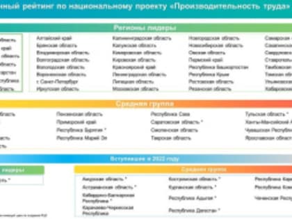 Минэкономразвития подвело промежуточные итоги рейтинга национального проекта «Производительность труда» за 2022 год