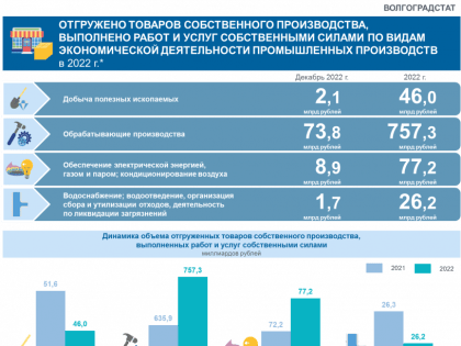 В Волгоградской области возрос объем отгруженных товаров собственного производства