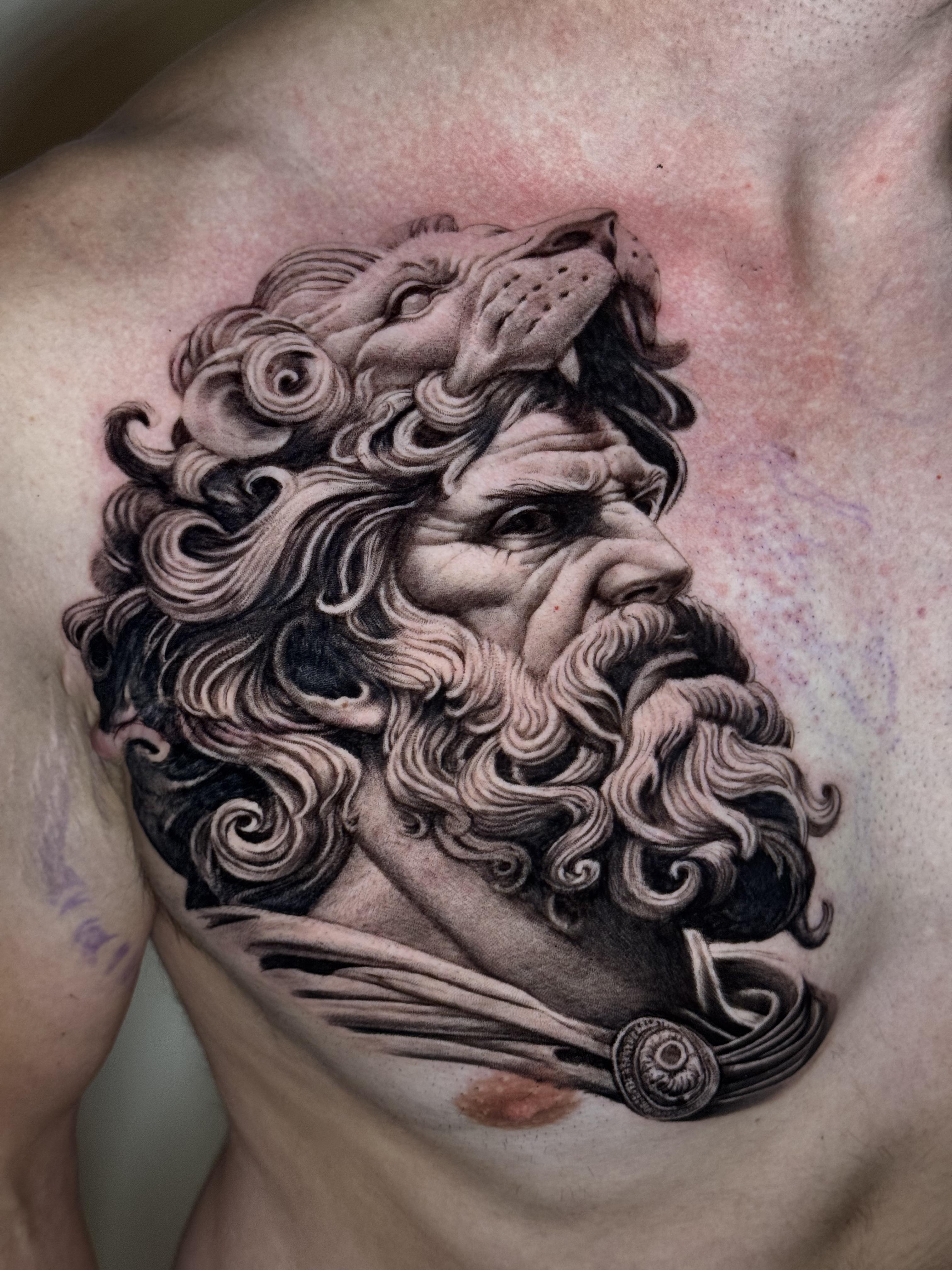 Viking god with wolf headdress chest piece