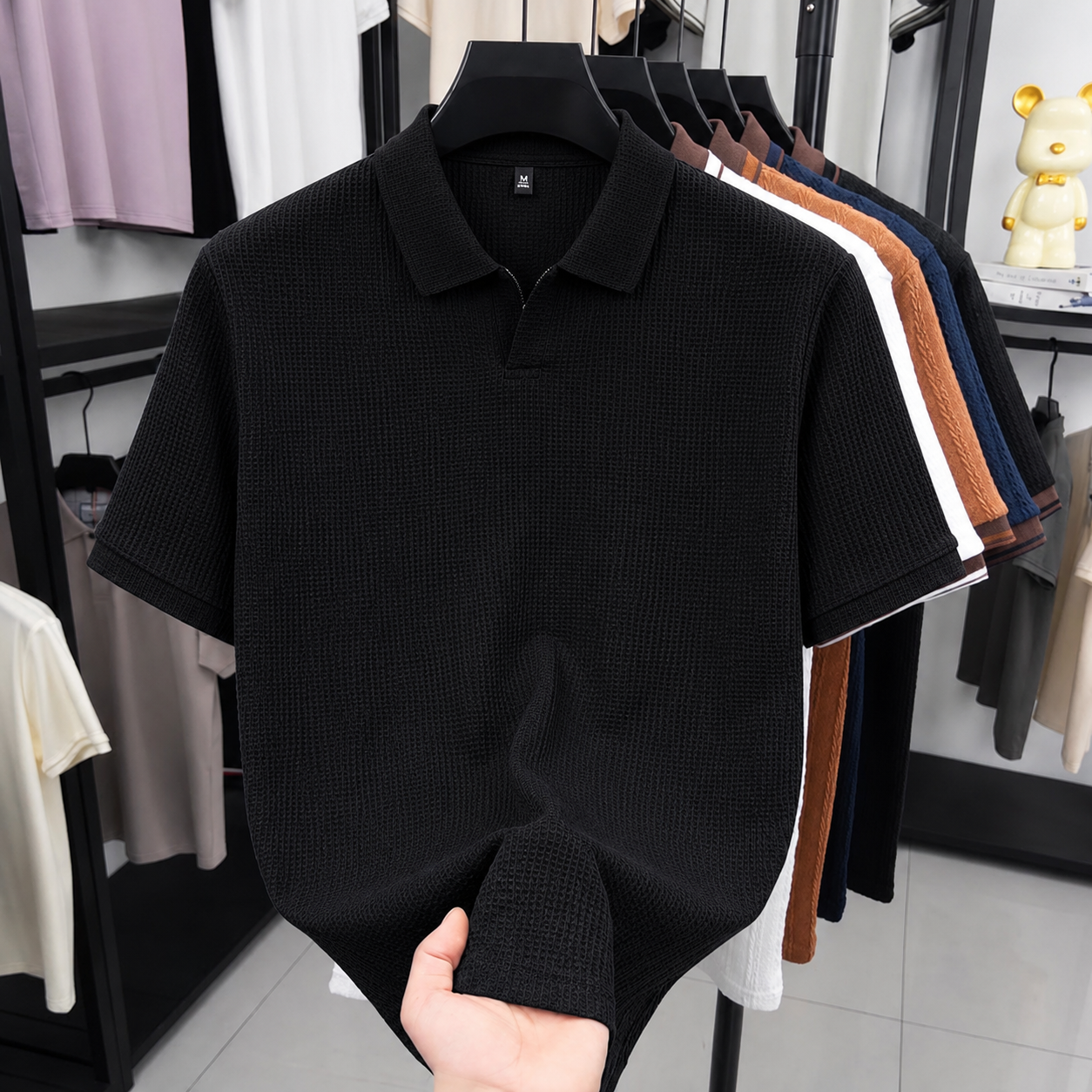 Waffle Cuban polo Black