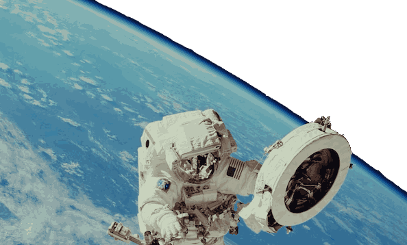 Astronaut fixing something