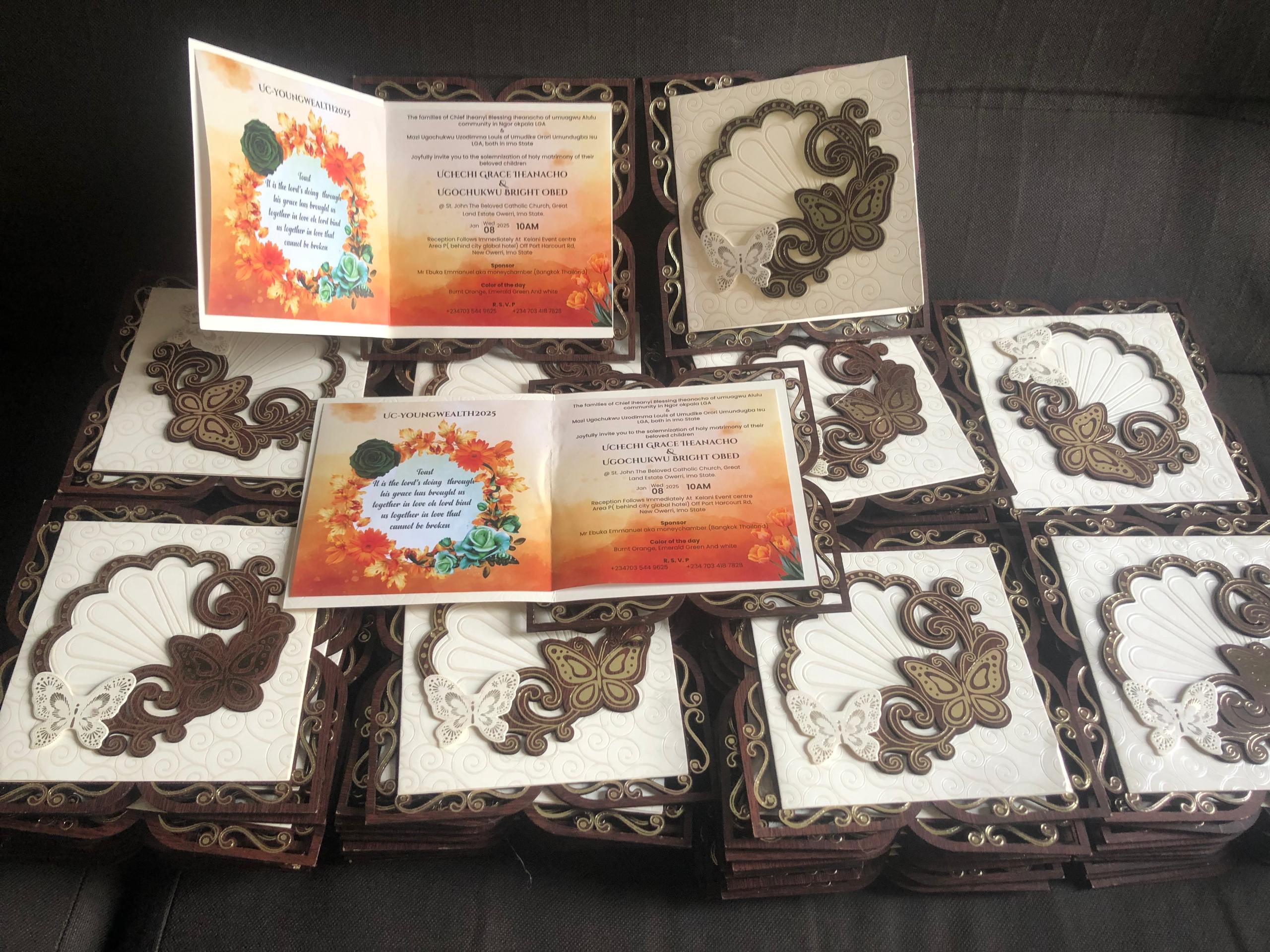 Image of Woody Textured Foreign Wedding Card