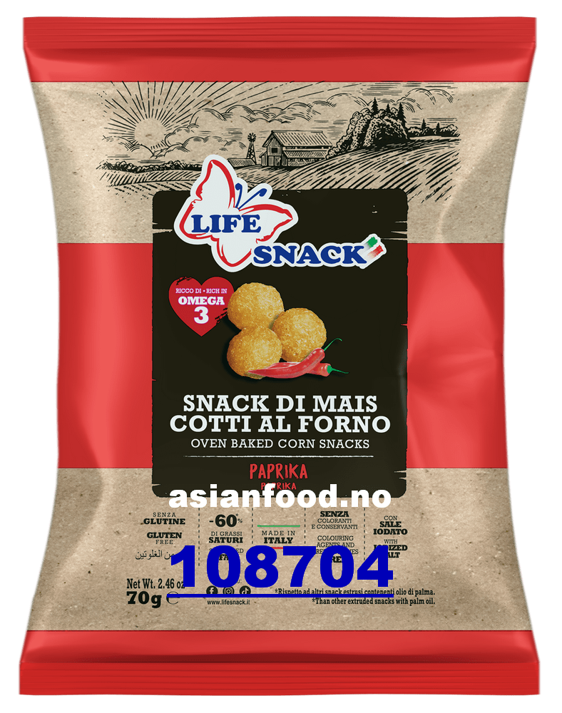 KOMMENDE - LIFE SNACK Oven baked corn snack - Paprika (ball)