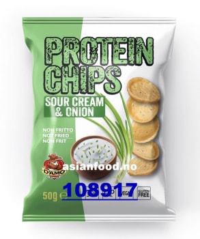 NYHET - DAMO Protein chips sour cream & onion 16x50g