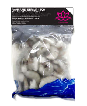 VANNAMEI Peeled Shrimp with tail 16/20 - 10x1kg