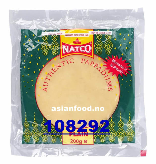 NYHET- NATCO Pappadoms plain (Microwavable) 40x200g
