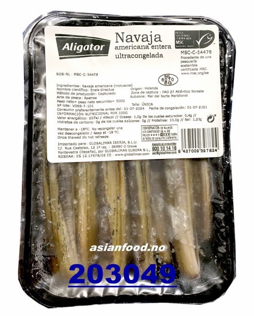 Razor Clams IQF 11/13cm - 8x500g