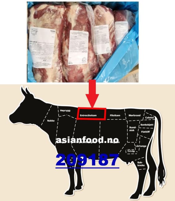 Entrecote / Kam uten ben 2.5kg (ca 20-30kg/krt)