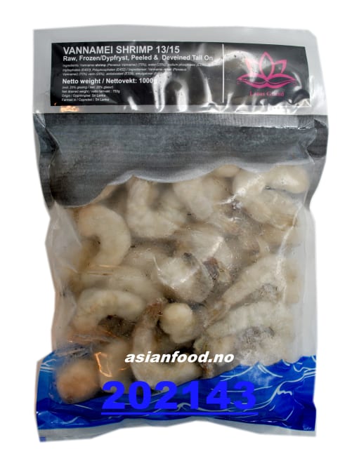 VANNAMEI Peeled Shrimp with tail 13/15 - 10x1kg
