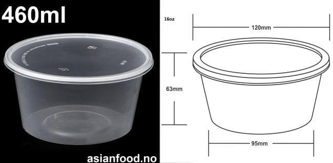 Round container + LID Transparent 460ml - 250pcs