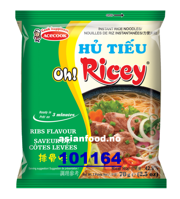 OH! RICEY Instant Rice noodle rib flavour 3x(24x70g)