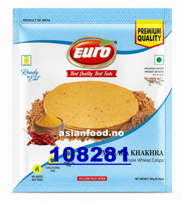 KOMMENDE - EURO Masala Khakhra - whole wheat crisps 24x180g