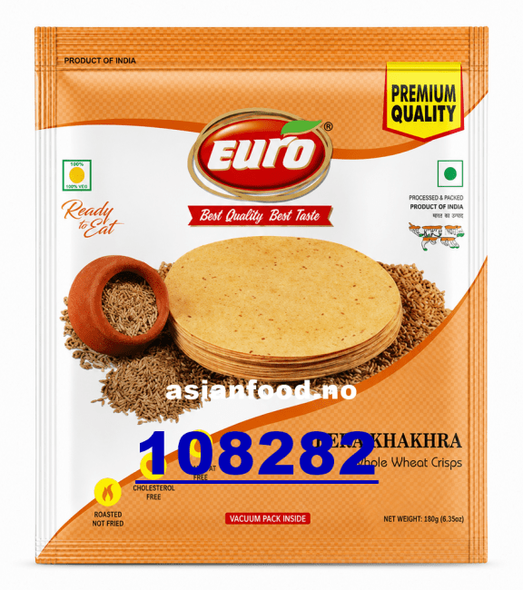 KOMMENDE - EURO Jeera Khakhra - whole wheat crisps 24x180g