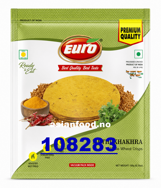 KOMMENDE - EURO Methi Khakhra - whole wheat crisps 24x180g