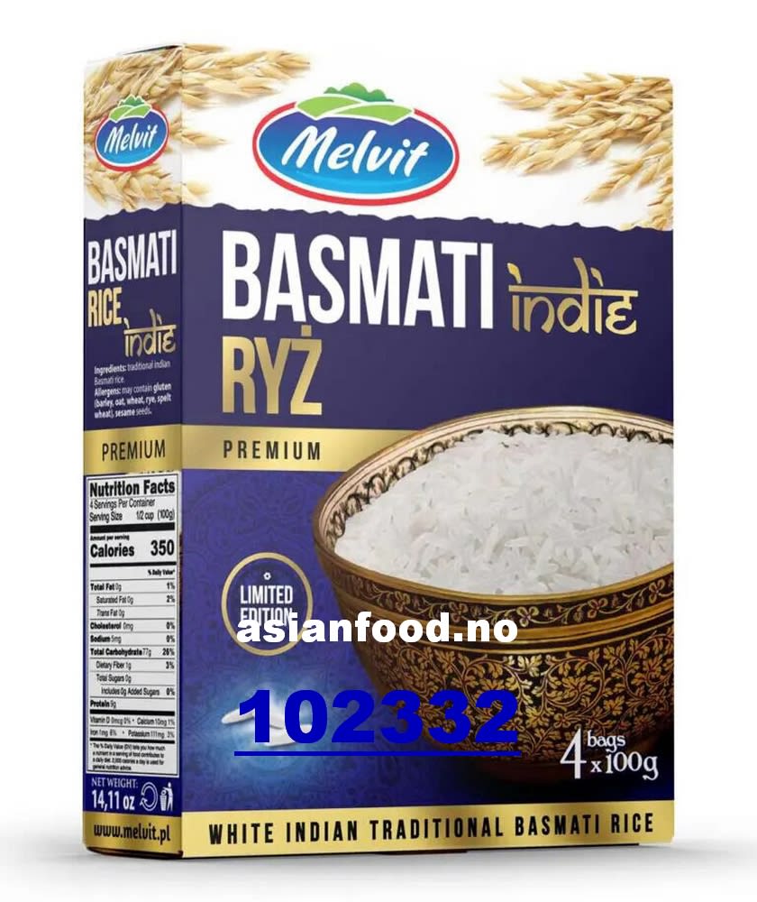 NYHET - MELVIT White Indian basmati rice (India) 6x(4x100g) Asian Food ...