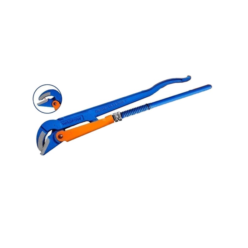 WADFOW Swedish Pattern Type A Pipe Wrench - Size 1, 12 Inch, 40mm Max Jaw Opening, 90° Serrated Jaws, Red Lacquered Finish