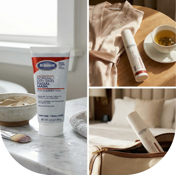 Dr. Thrower's Normal Dry Skin Facial Mask on a marble surface