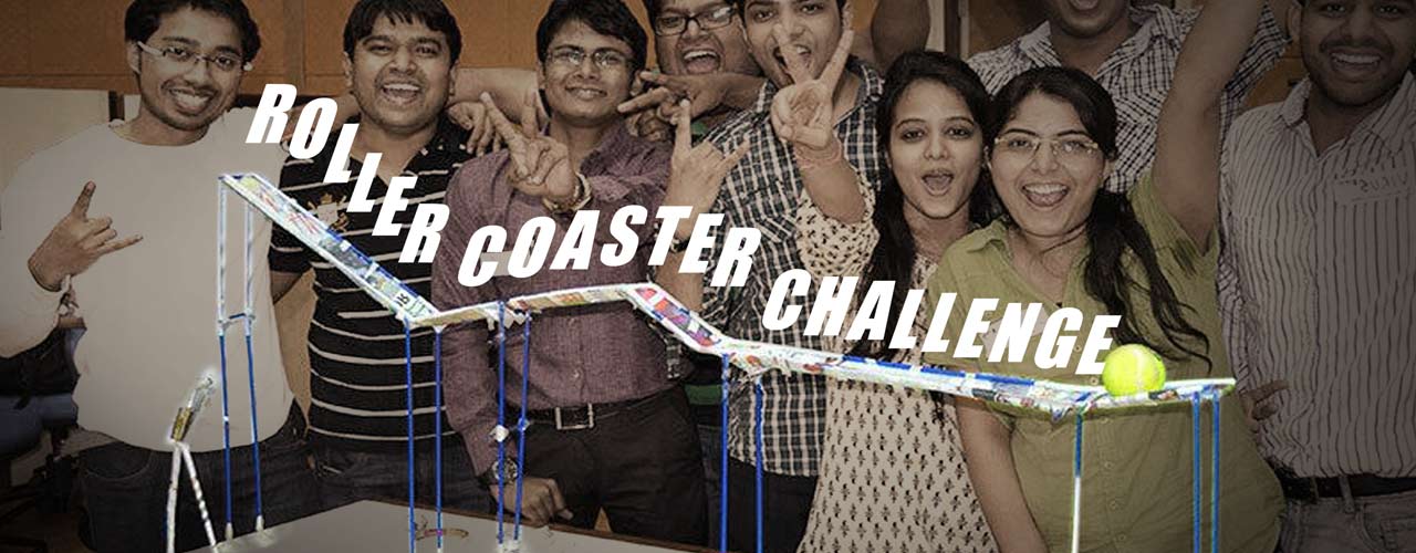 Team employee engagement activity that lets employees collaborate to create a wokring roller coaster