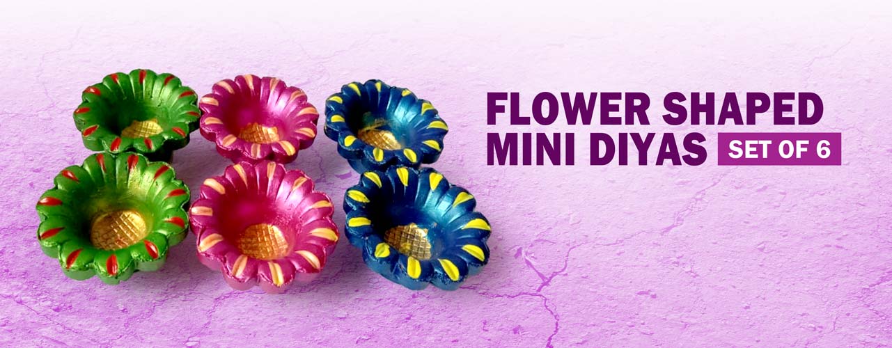 This Diwali gift your employees with this colorful flower mini shape diyas.