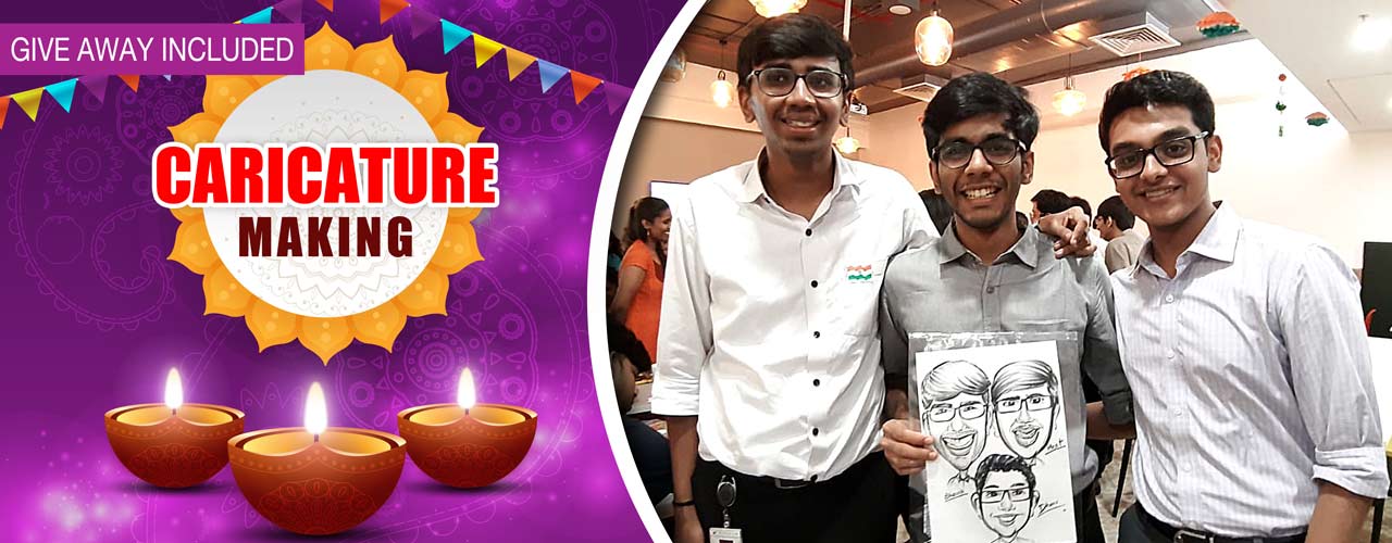 This Diwali let your employees discover a new & funny side of their look created by our caricature artist