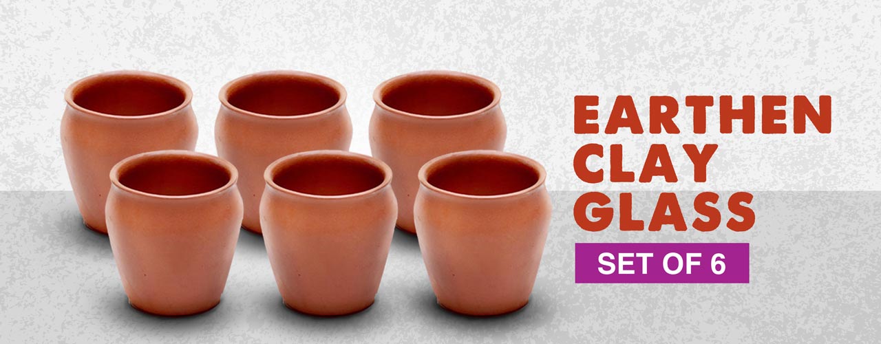 This Diwali gift your Employees  100% natural clay glass set of 6.