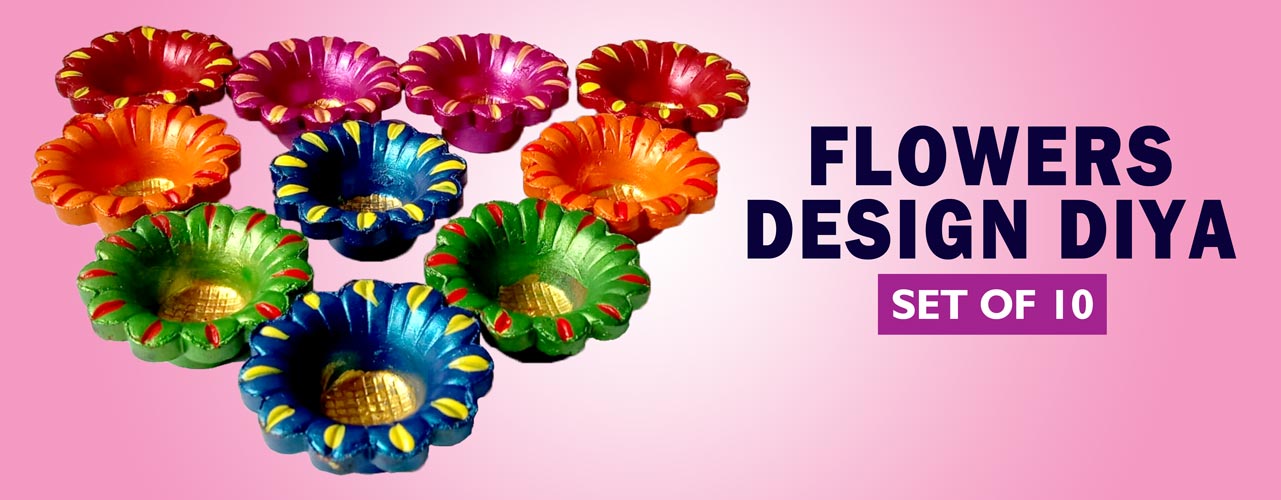 This Diwali gift your employees with this colourful Flower mini design diyas.