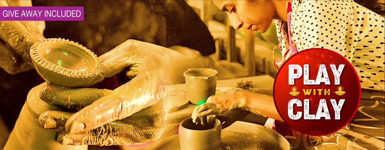 Eco-friendly pottery making for employees to learn pottery and showcase creativity. Creativity - Diwali Give away for all!