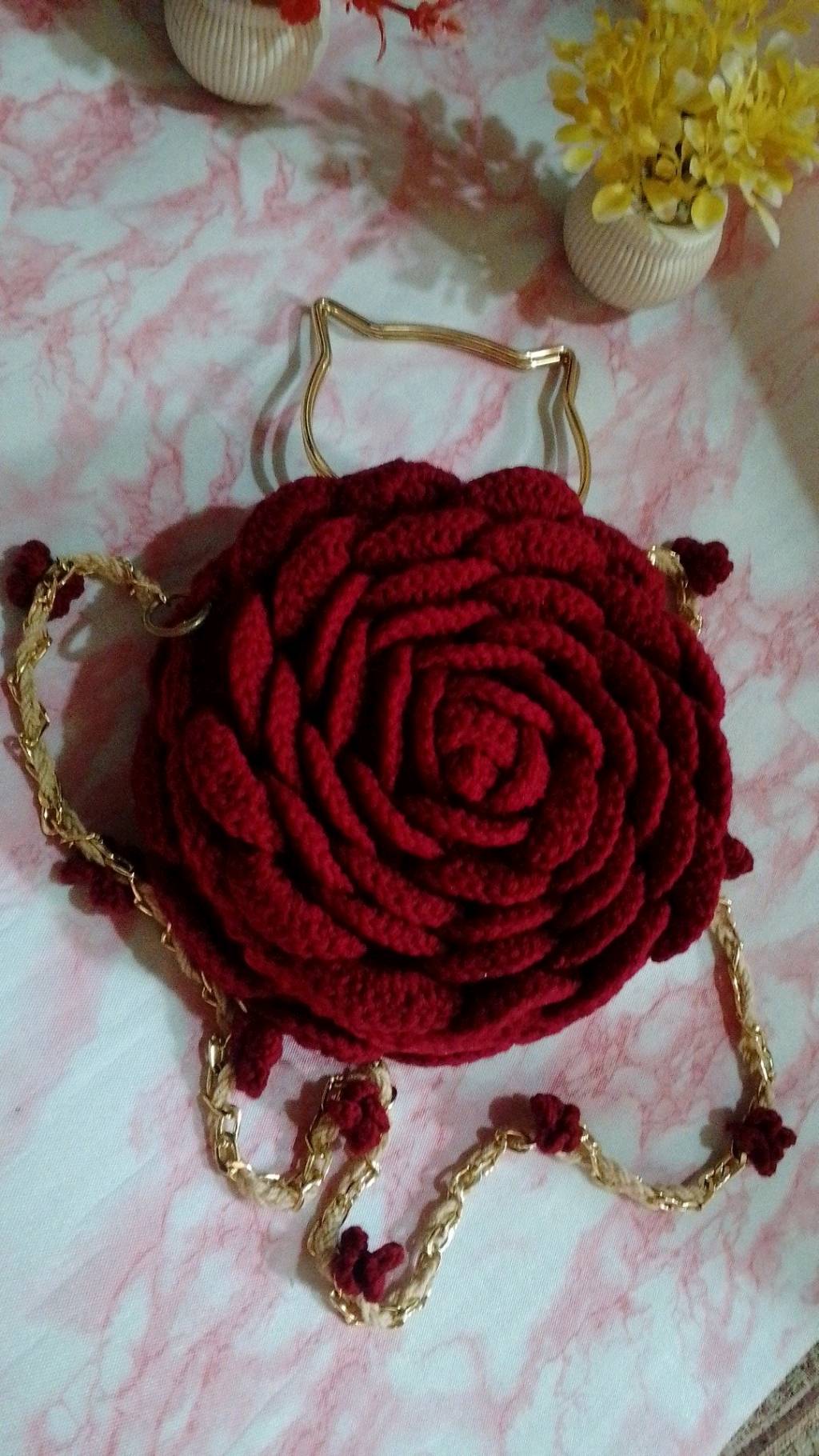 crochet rose bag