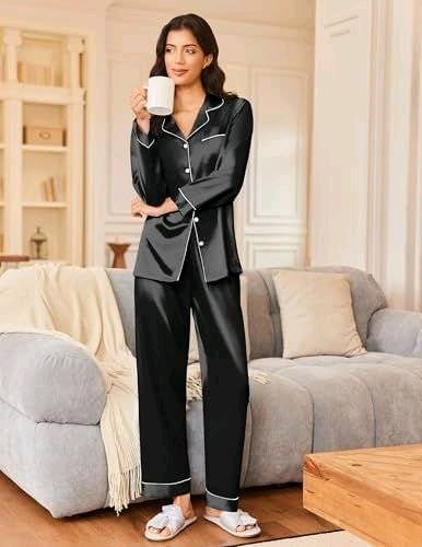 `Bridal Sleepwear Premium Satin Silk 2pc Nightwear Pajama Set for Women