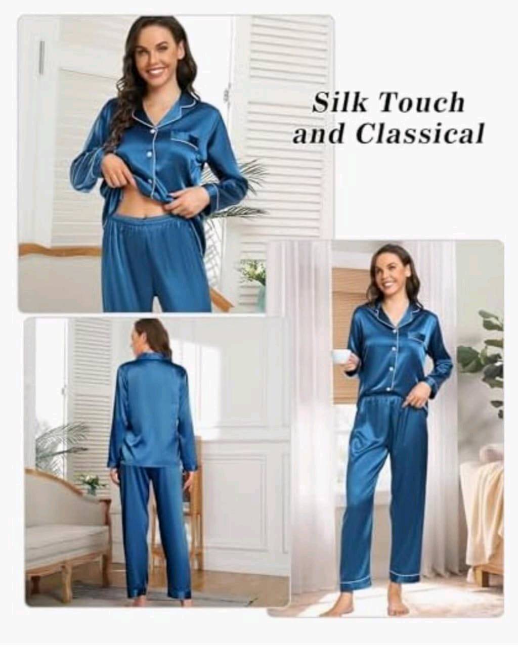 `Bridal Sleepwear Premium Satin Silk 2pc Nightwear Pajama Set for Women