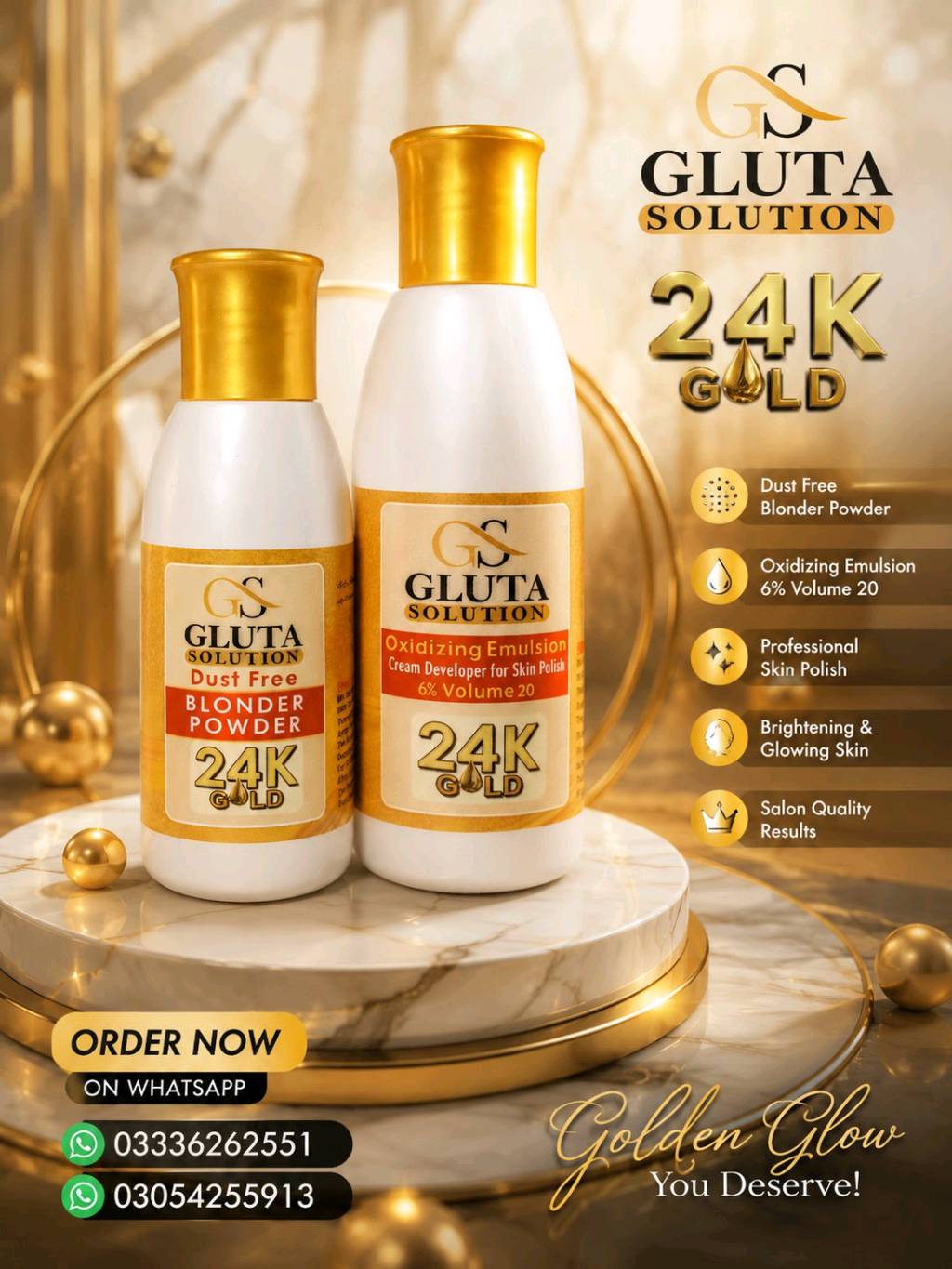 ✨ GLUTA SOLUTION 24K GOLD SKIN POLISH SET ✨