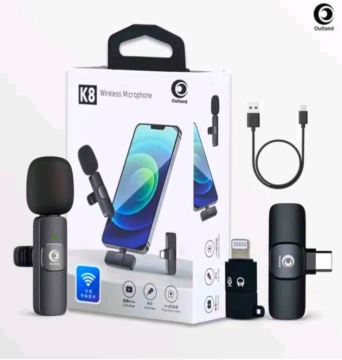 Wireless Microphone K8 | Type-C & iOS Compatible | Plug & Play Portable Recording Mic | Noise Reduction | Vlogging | YouTube | Live Streaming | Online Classes | Zoom Calls