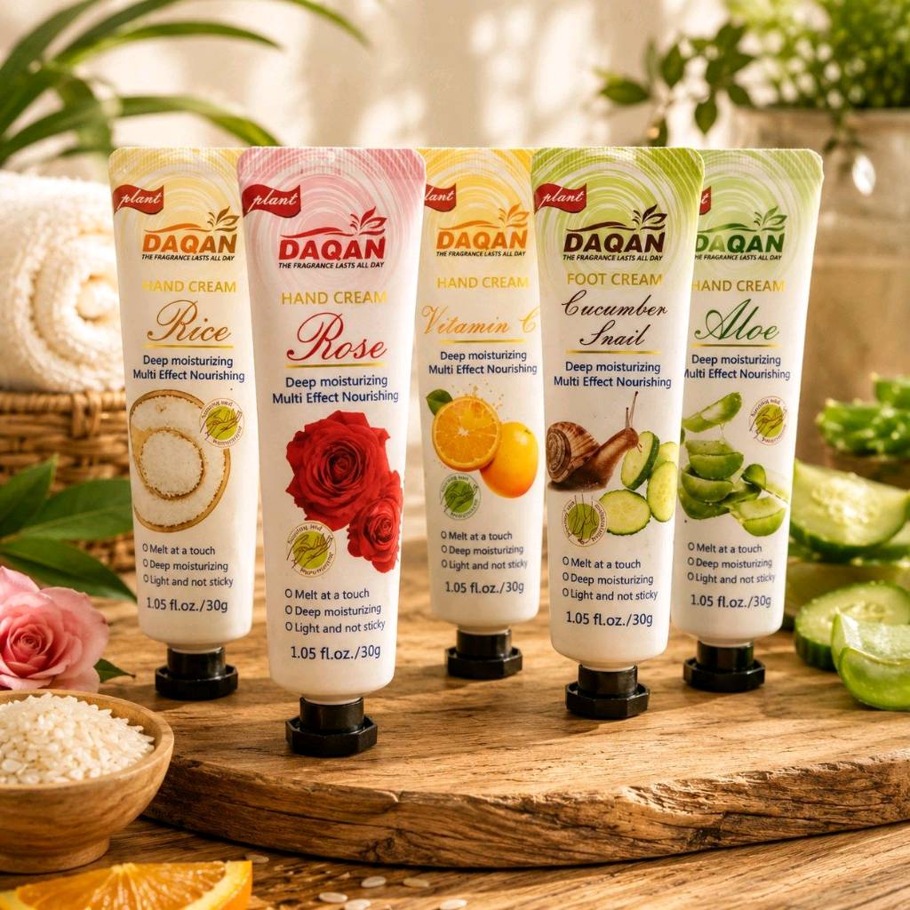 DAQAN Hand Cream & Foot Cream Gift Set | 5 Pcs Moisturizing Cream Set | Rose, Aloe Vera, Vitamin C, Rice & Cucumber Snail | Deep Nourishing Skin Care | 30g x 5