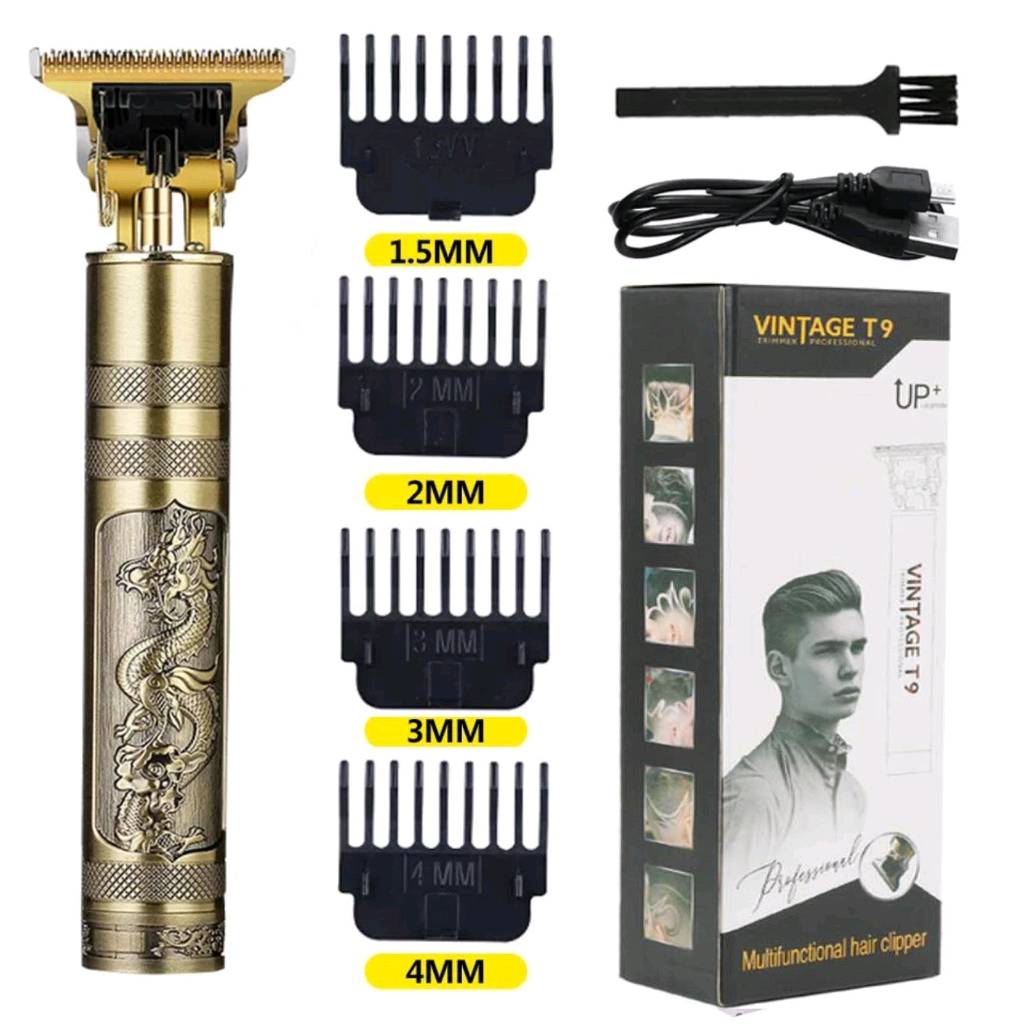 T9 Vintage Metal Hair Trimmer | Rechargeable Professional Clipper | Dragon Style Barber Machine