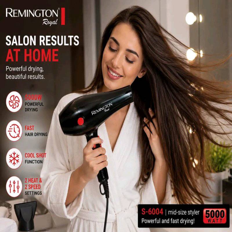 Remington S-6004 Professional Hair Dryer 5000W Fast Drying 2 Heat & 2 Speed Settings