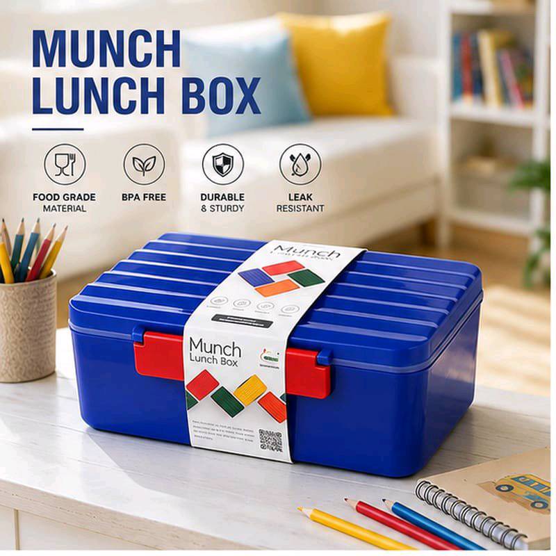 Munch Lunch Box Compact Stylish Food Container with Spoon Portable Meal Box for School & Office
