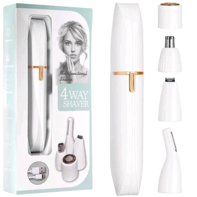 4-in-1 Electric Lady Shaver for Women | Rechargeable Cordless Hair Remover | Bikini Trimmer, Nose & Eyebrow Trimmer | For Face, Legs & Underarms