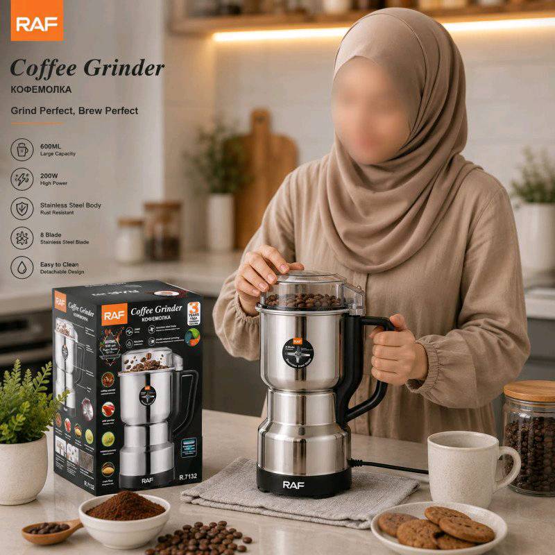 RAF R.7132 Spice & Coffee Grinder 600g Big Capacity 8-Blade Stainless Steel Electric Grinder