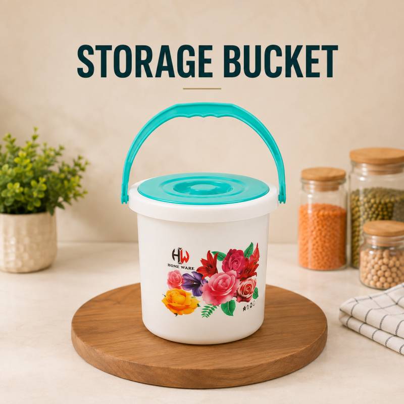 1.25 Liter Plastic Storage Bucket Multipurpose Mini Container with Lid for Kitchen Bathroom & Home