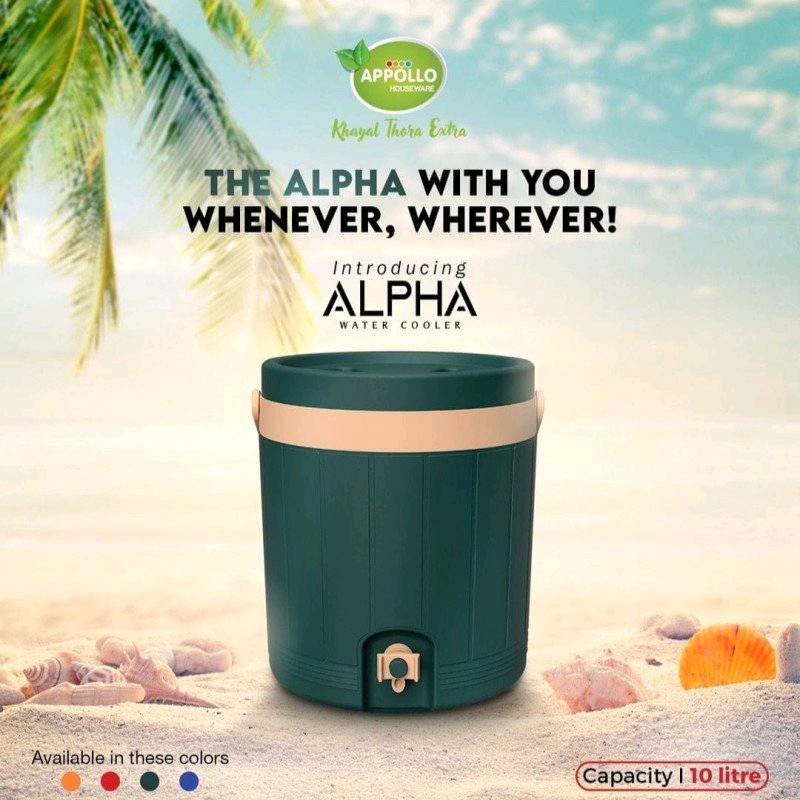 Alpha Cooler 10 Liter Portable Ice Box Insulated Cooler Storage Container for Home Travel Picnic & Outdoor Use