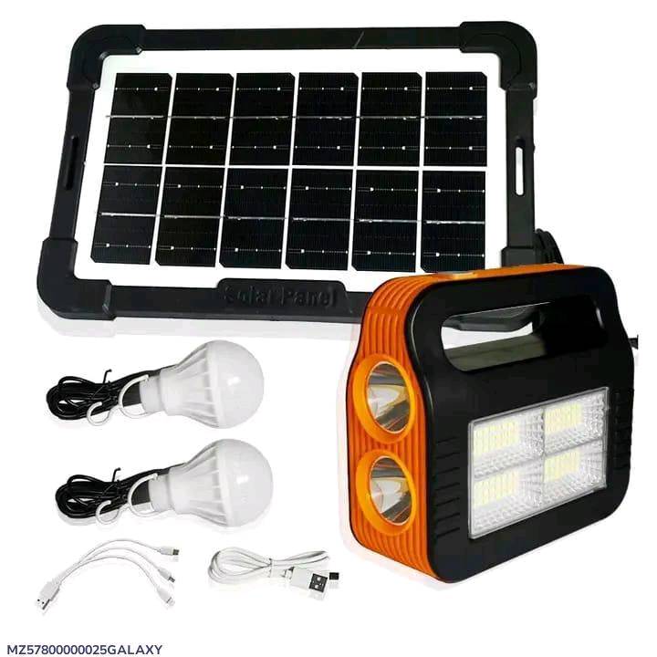 "Portable Solar Lighting System with Solar Panel and Bulbs"