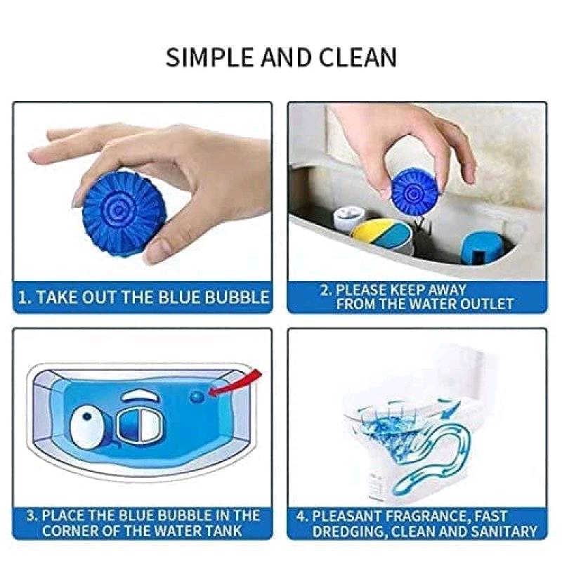 Set Of 10 Blue Bubble Toilet Cleaner, Automatic Flushing Toilet Bowl Cleaner, Toilet Cleaning Tablets, Yellow Dirt Toilet Cleaning Tool, Bathroom Cleaning Ball Tablets, Home Deodorizer Toilet Cleaner