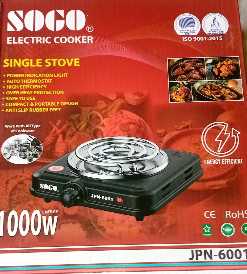 SOGO Electric Cooker Single Stove - 1000W Portable Hot Plate (JPN-6001)