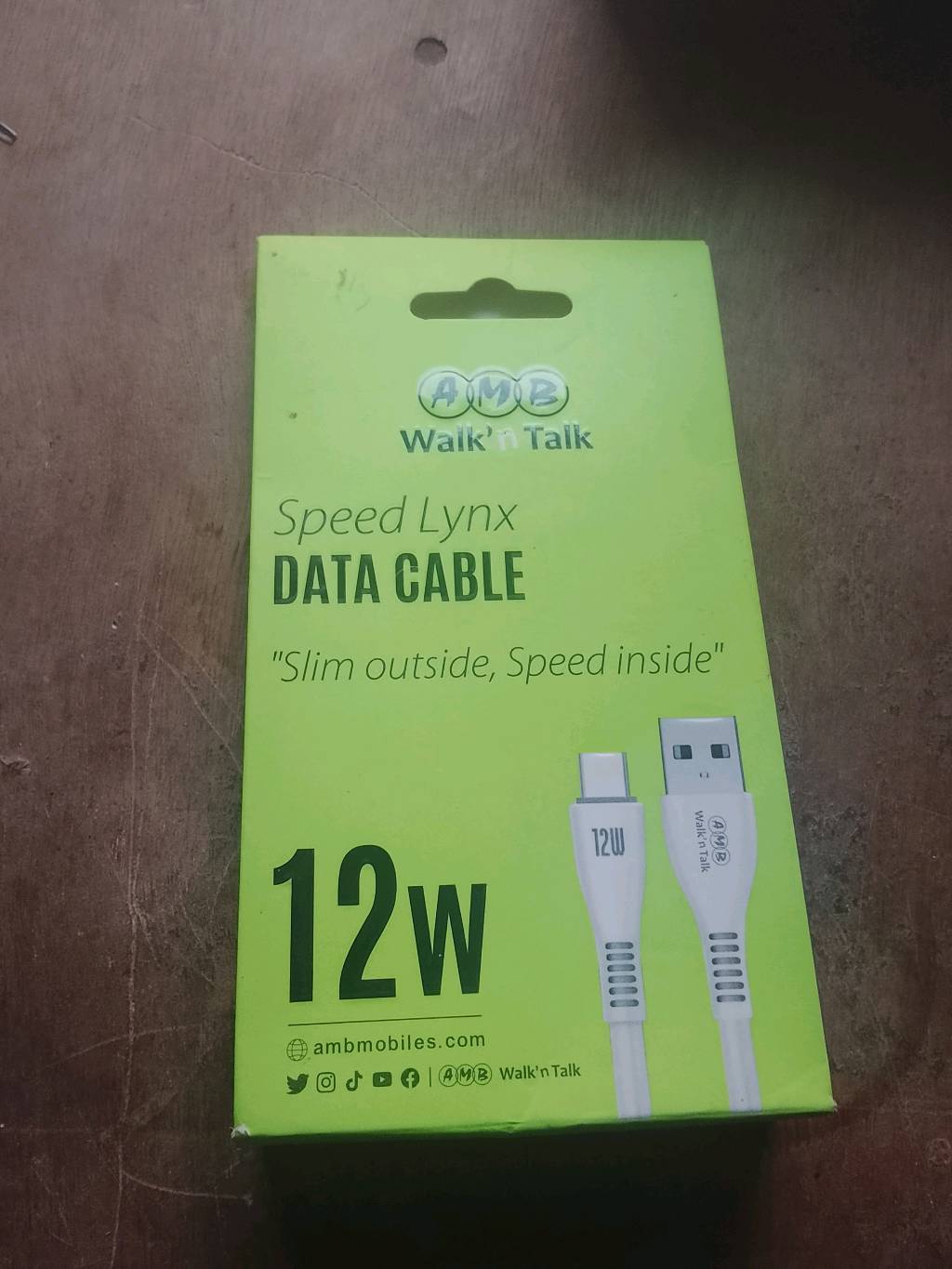 AMB Walk'n Talk Speed Lynx 12W Data Cable - Type-C to USB Fast Charging & Data Sync - Slim Outside, Speed Inside