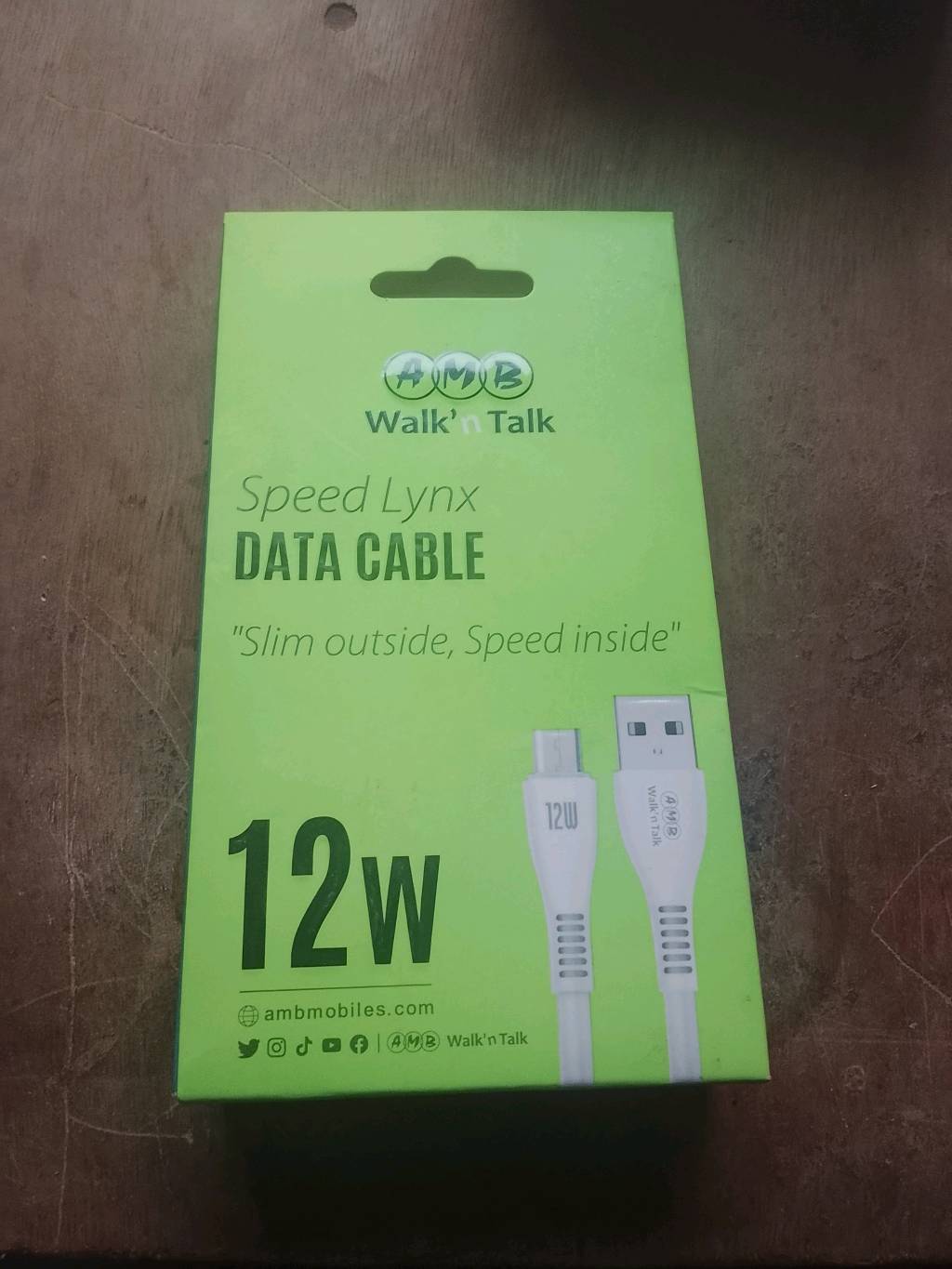 AMB Walk'n Talk Speed Lynx 12W Fast Data Cable - Slim Design, High Speed Charging & Data Transfer